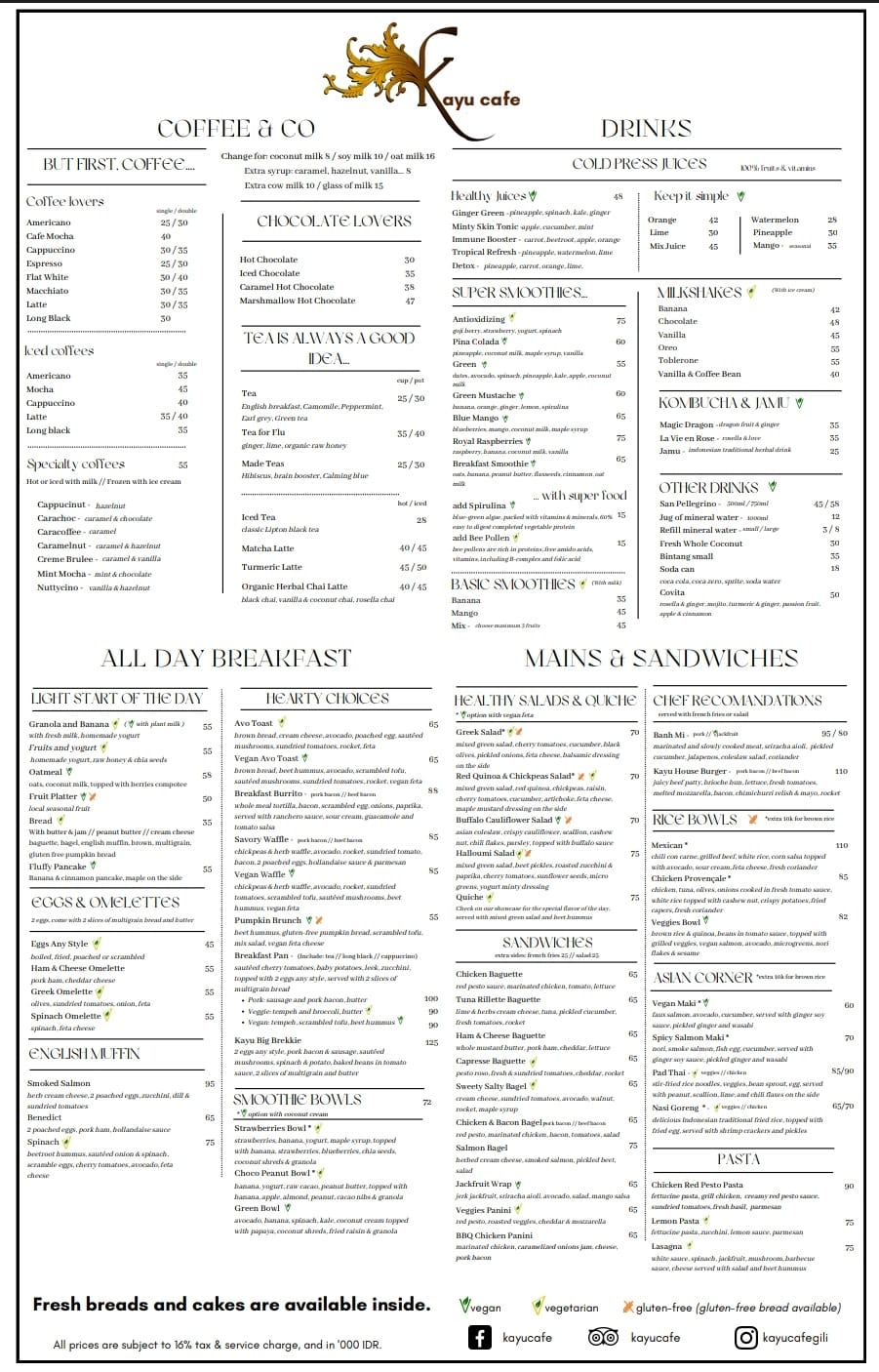 Gambar Daftar Lengkap Menu Kayu Cafe